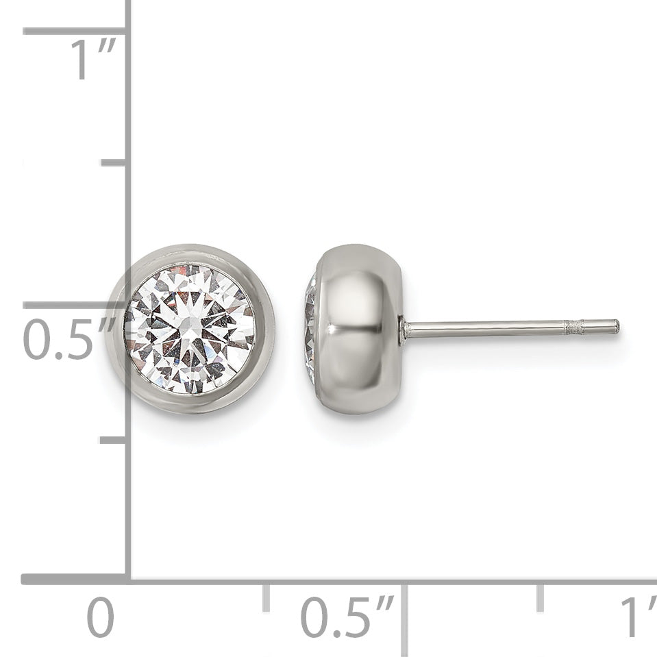 Stainless Steel Polished Cubic Zirconia Stud Earrings