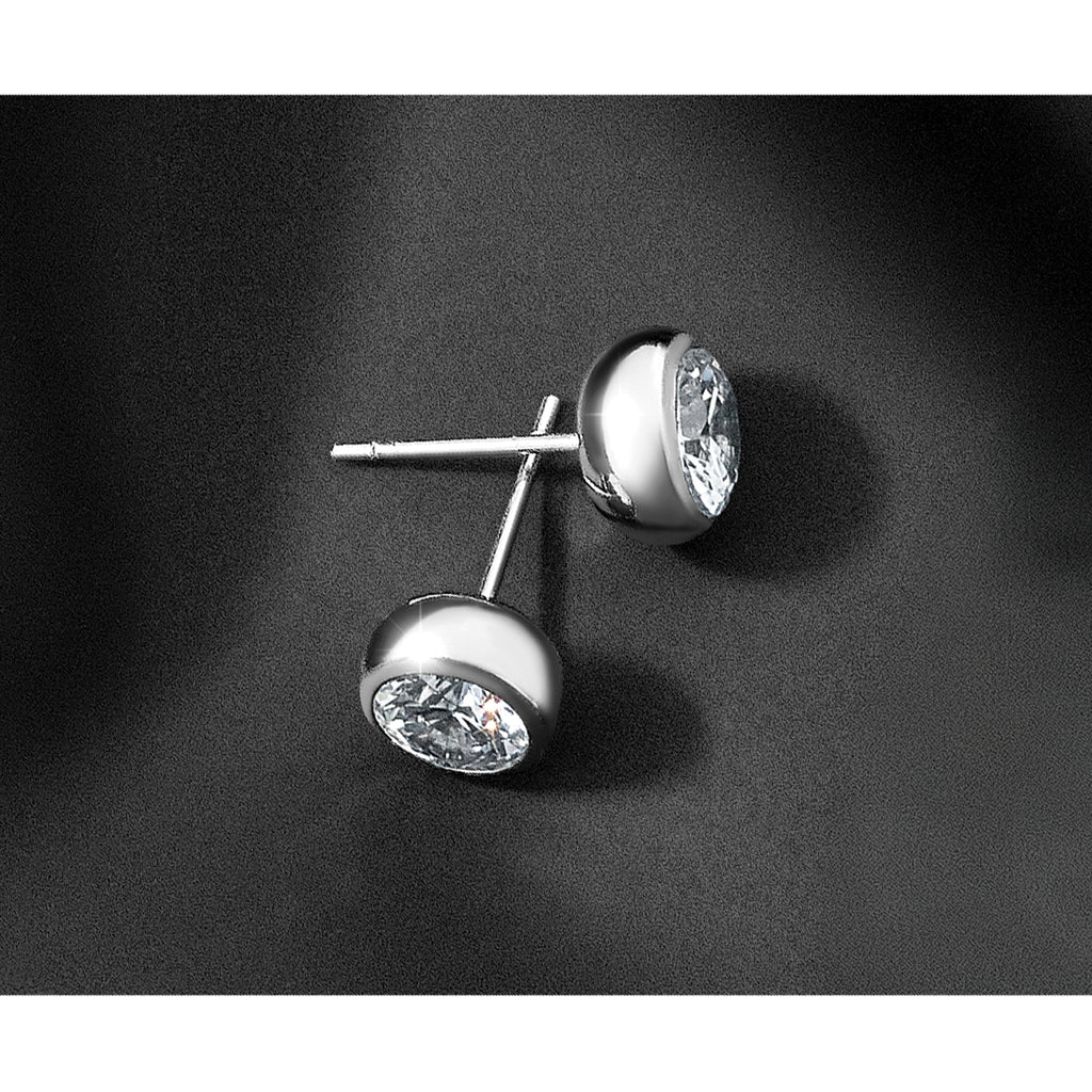 Stainless Steel Polished Cubic Zirconia Stud Earrings