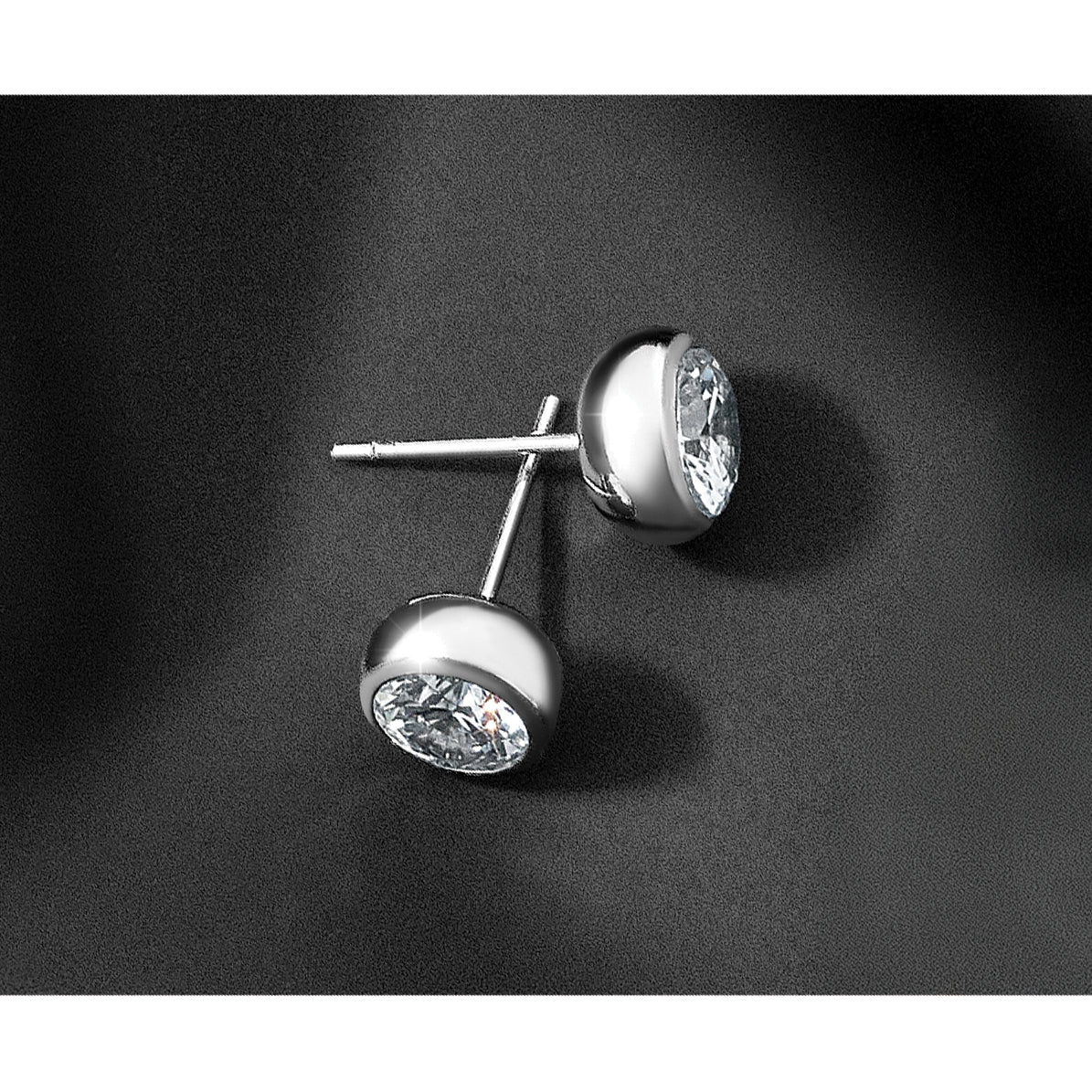 Stainless Steel Polished Cubic Zirconia Stud Earrings