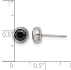 Stainless Steel Polished Black Cubic Zirconia Stud Earrings