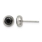 Stainless Steel Polished Black Cubic Zirconia Stud Earrings