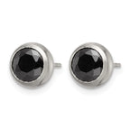 Stainless Steel Polished Black Cubic Zirconia Stud Earrings for Women