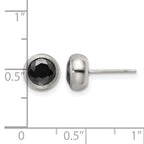 Stainless Steel Polished Black Cubic Zirconia Stud Earrings for Women