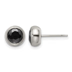 Stainless Steel Polished Black Cubic Zirconia Stud Earrings for Women