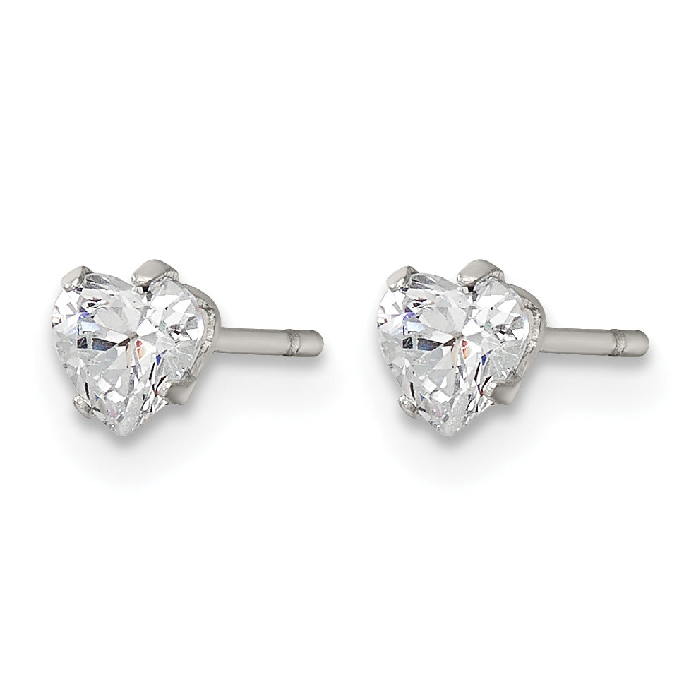 Stainless Steel Polished Heart Cubic Zirconia Stud Earrings Secondary image