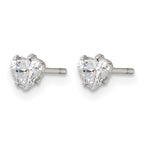 Stainless Steel Polished Heart Cubic Zirconia Stud Earrings