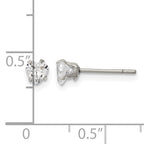 Stainless Steel Polished Heart Cubic Zirconia Stud Earrings