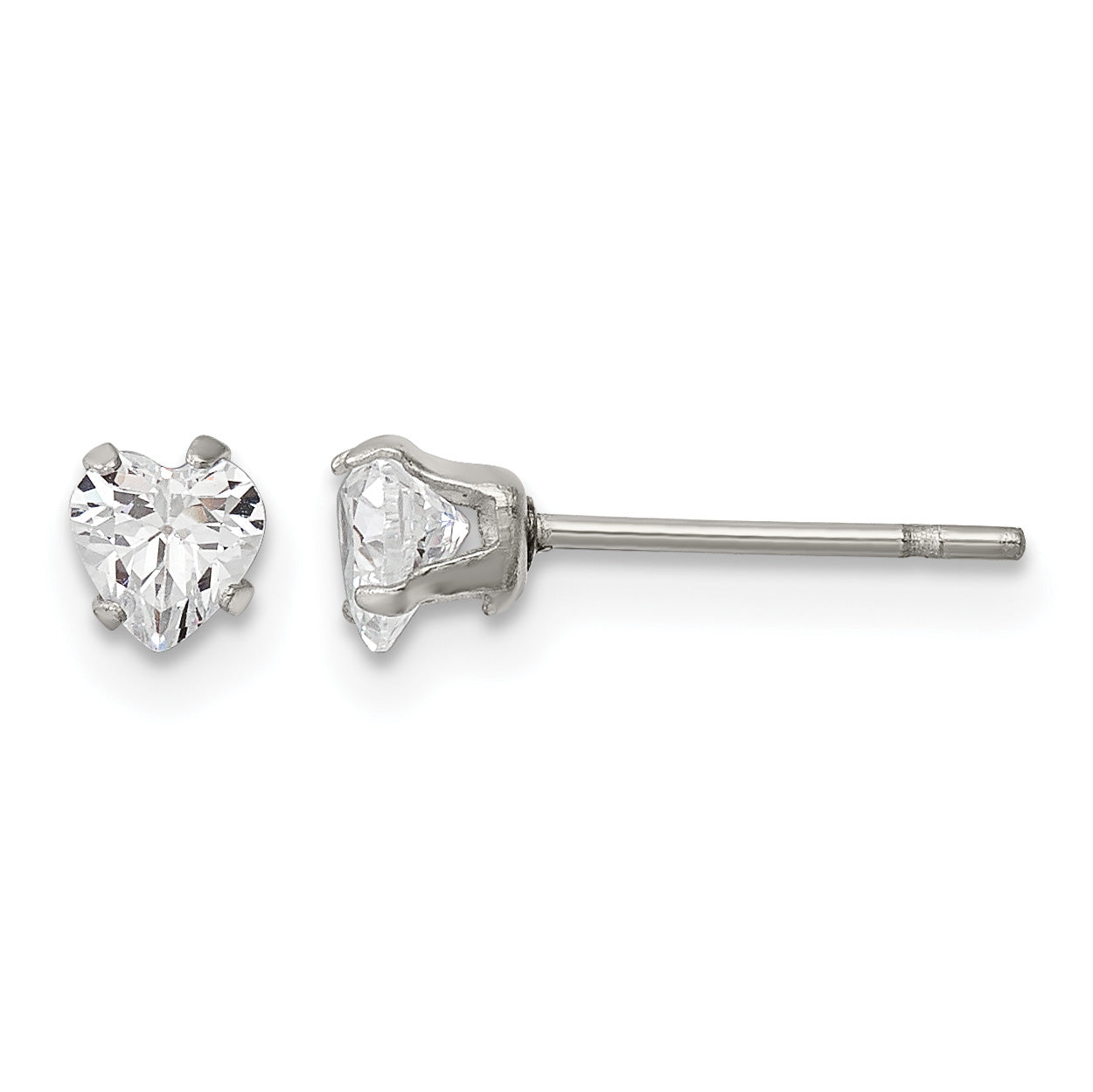 Stainless Steel Polished Heart Cubic Zirconia Stud Earrings Main image