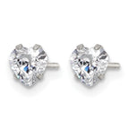 Stainless Steel Polished Heart Cubic Zirconia Stud Earrings