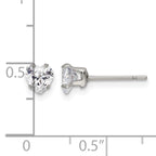 Stainless Steel Polished Heart Cubic Zirconia Stud Earrings