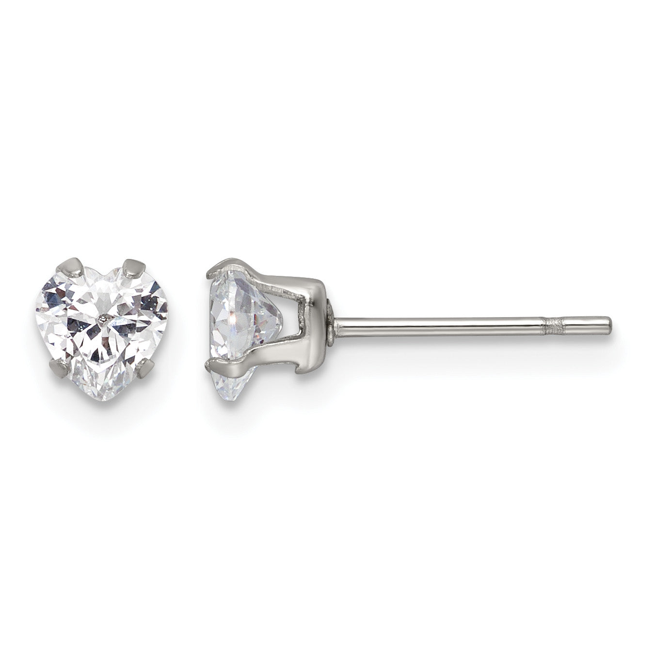 Stainless Steel Polished Heart Cubic Zirconia Stud Earrings Main image