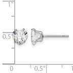 Stainless Steel Polished Heart Cubic Zirconia Stud Earrings