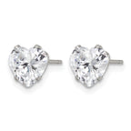 Stainless Steel Polished Heart Cubic Zirconia Stud Earrings