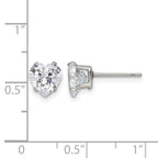 Stainless Steel Polished Heart Cubic Zirconia Stud Earrings