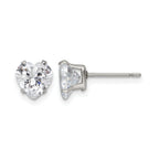 Stainless Steel Polished Heart Cubic Zirconia Stud Earrings