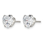 Stainless Steel Polished Heart Cubic Zirconia Stud Earrings