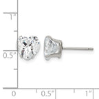 Stainless Steel Polished Heart Cubic Zirconia Stud Earrings