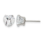 Stainless Steel Polished Heart Cubic Zirconia Stud Earrings