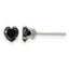 Stainless Steel Polished Heart Black Cubic Zirconia Stud Earrings