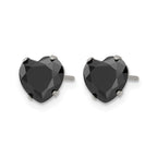 Stainless Steel Polished Heart Black Cubic Zirconia Stud Earrings