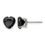 Stainless Steel Polished Heart Black Cubic Zirconia Stud Earrings