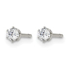 Stainless Steel Polished Round Cubic Zirconia Stud Earrings