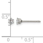 Stainless Steel Polished Round Cubic Zirconia Stud Earrings
