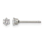 Stainless Steel Polished Round Cubic Zirconia Stud Earrings