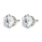 Stainless Steel Polished Round Cubic Zirconia Stud Earrings
