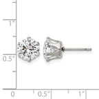 Stainless Steel Polished Round Cubic Zirconia Stud Earrings