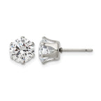 Stainless Steel Polished Round Cubic Zirconia Stud Earrings