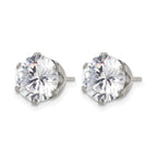 Stainless Steel Polished Round Cubic Zirconia Stud Earrings