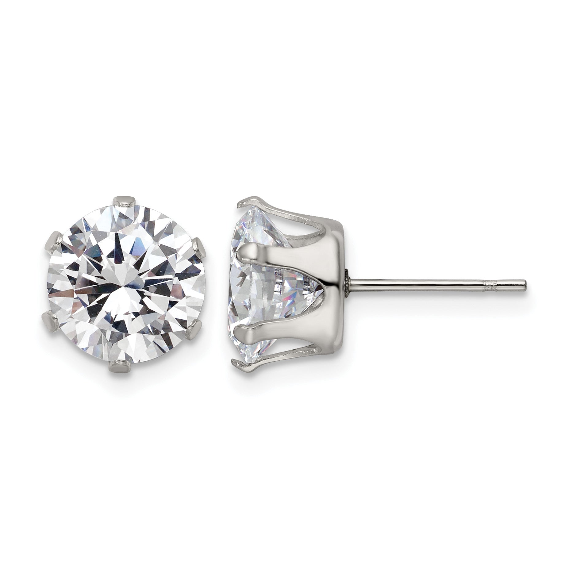 Stainless Steel Polished Round Cubic Zirconia Stud Earrings Main image