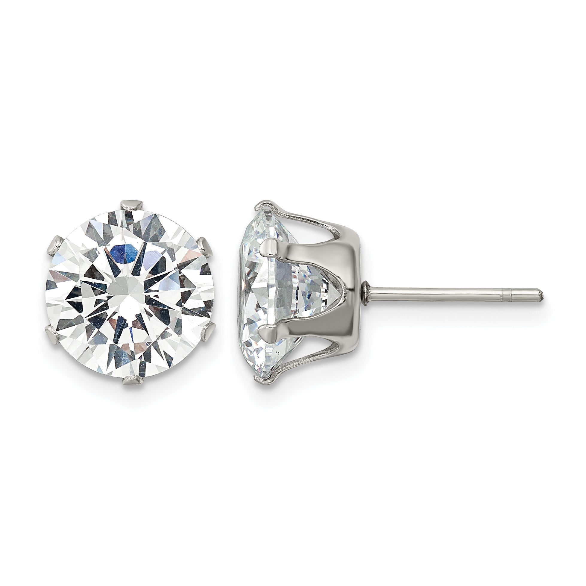 Stainless Steel Polished Round Cubic Zirconia Stud Earrings for Women Main image