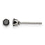 Stainless Steel Polished Round Black Cubic Zirconia Stud Earrings