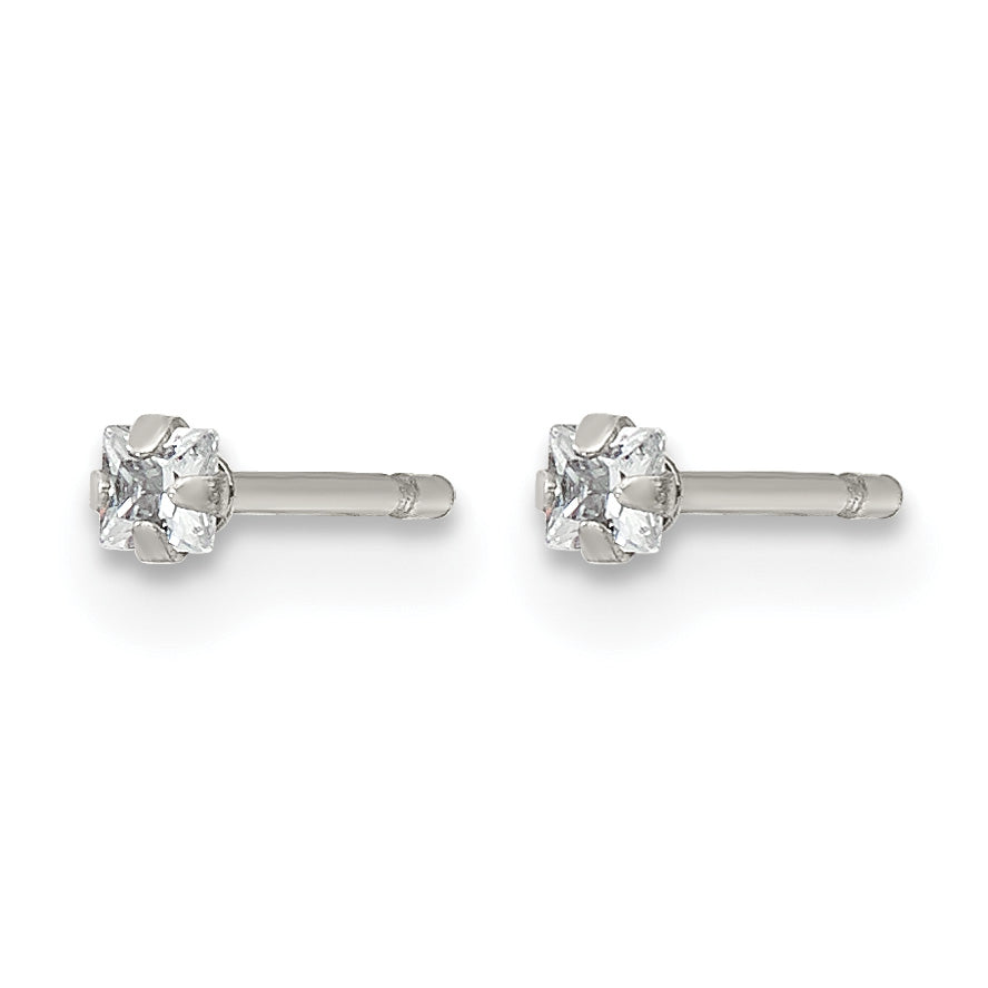Stainless Steel Polished Square Cubic Zirconia Stud Earrings for Women Secondary image