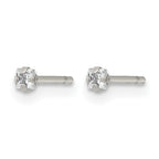 Stainless Steel Polished Square Cubic Zirconia Stud Earrings for Women