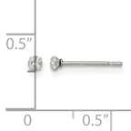 Stainless Steel Polished Square Cubic Zirconia Stud Earrings for Women