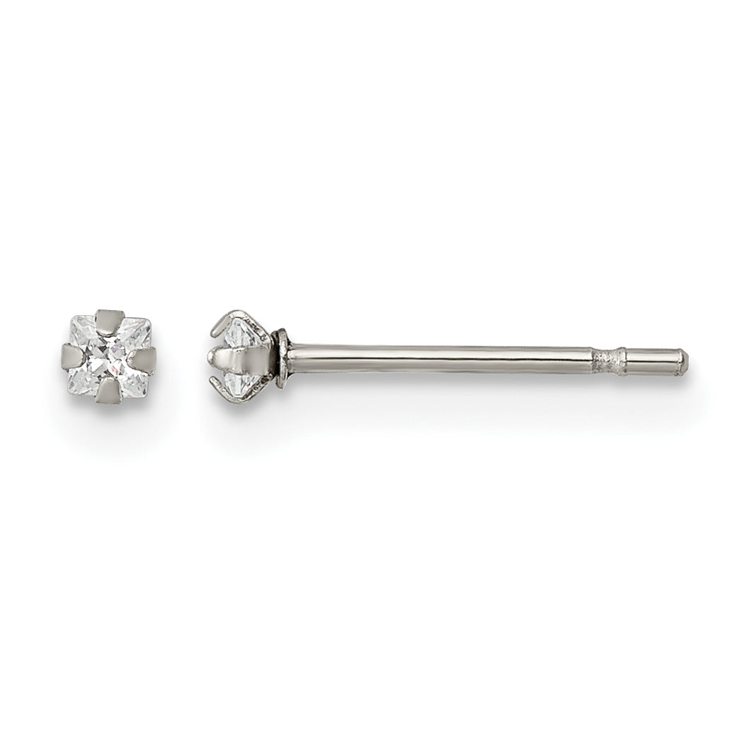 Stainless Steel Polished Square Cubic Zirconia Stud Earrings for Women Main image