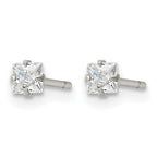Stainless Steel Polished Square Cubic Zirconia Stud Earrings for Women