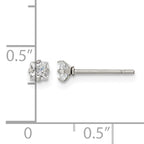 Stainless Steel Polished Square Cubic Zirconia Stud Earrings for Women