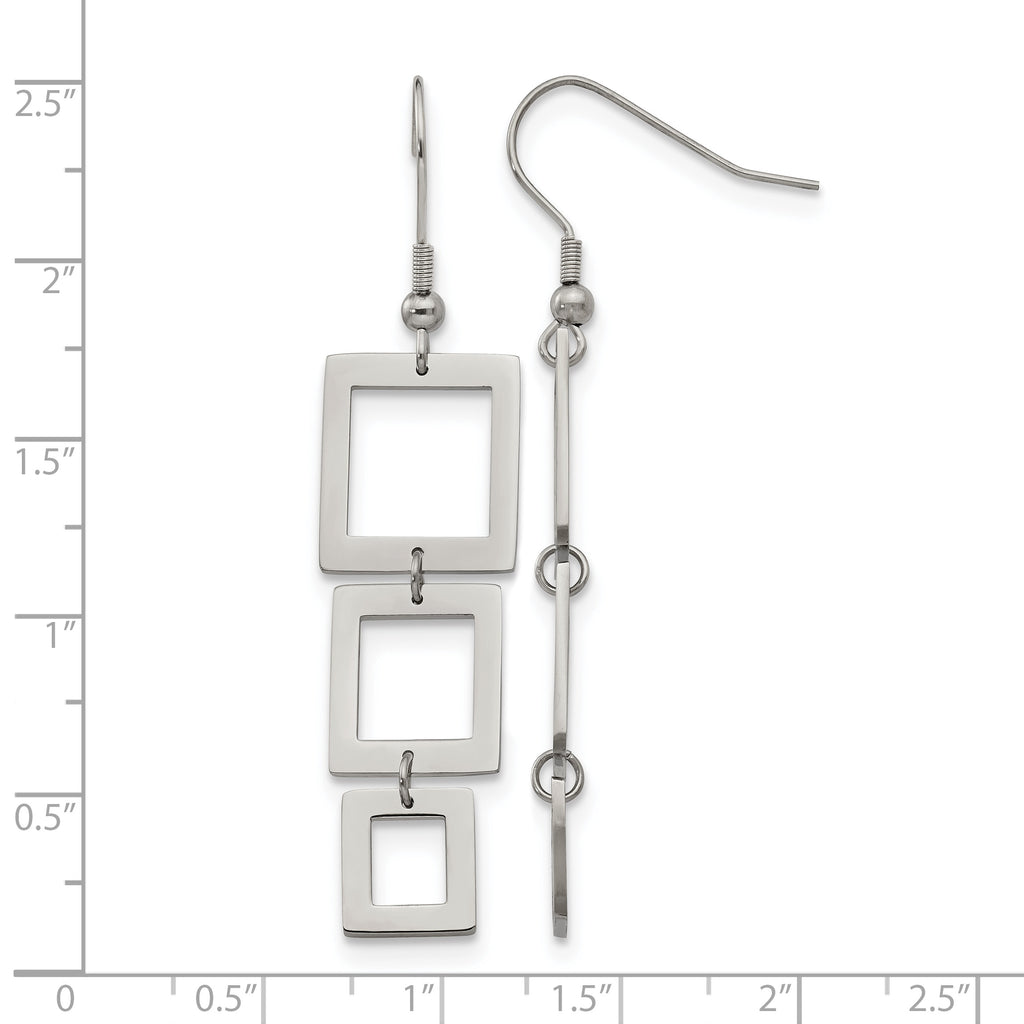 Stainless Steel Polished Square Drop Dangle Earrings for Women