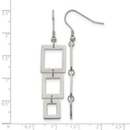 Stainless Steel Polished Square Drop Dangle Earrings for Women