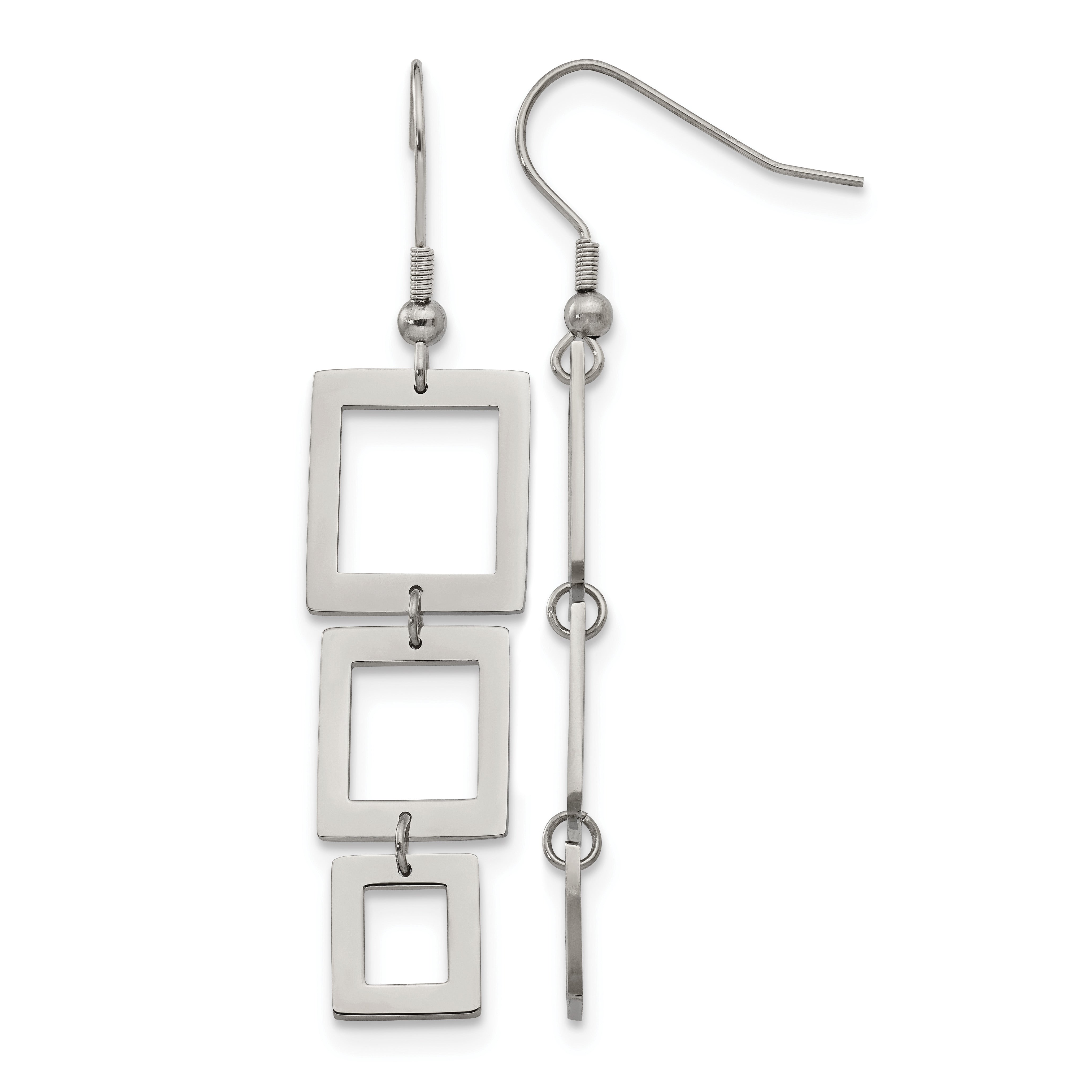 Stainless Steel Polished Square Drop Dangle Earrings for Women Main image