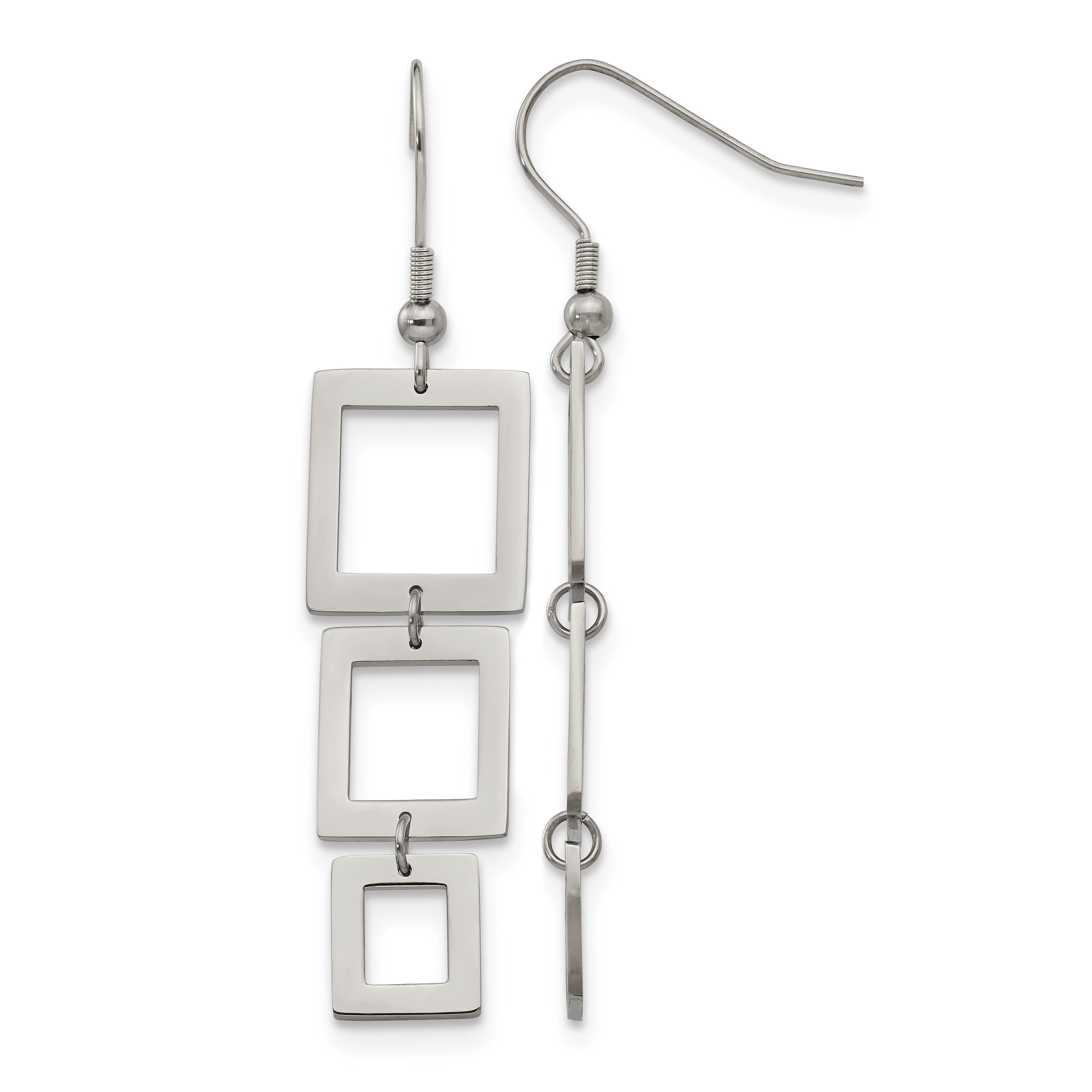 Stainless Steel Polished Square Drop Dangle Earrings for Women