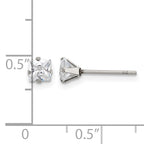 Stainless Steel Polished Square Cubic Zirconia Stud Earrings for Women