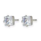Stainless Steel Polished Square Cubic Zirconia Stud Earrings