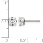 Stainless Steel Polished Square Cubic Zirconia Stud Earrings