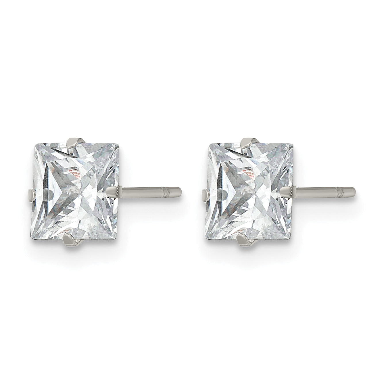 Stainless Steel Polished Square Cubic Zirconia Stud Earrings Secondary image