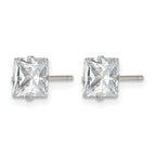 Stainless Steel Polished Square Cubic Zirconia Stud Earrings